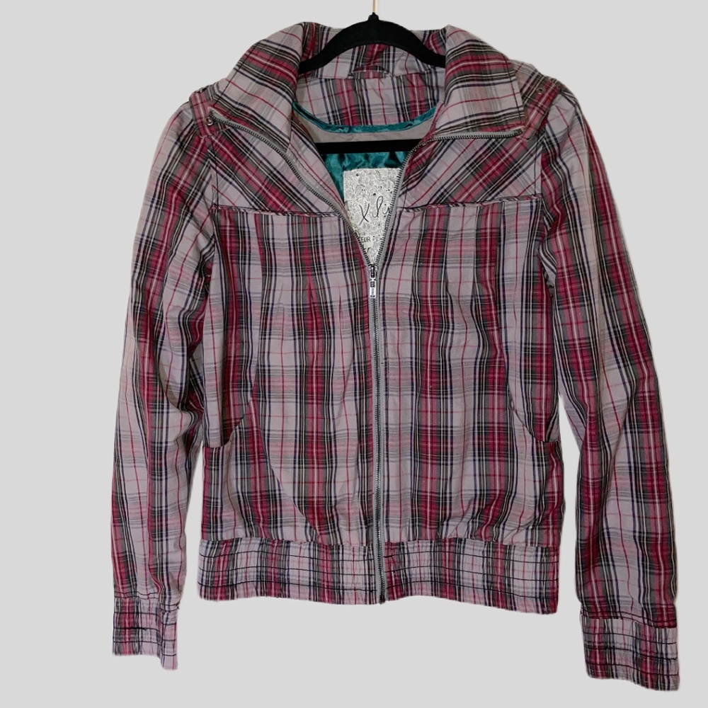 xdye Women’s Plaid Jacket with Detachable Hood  Size EUR Large